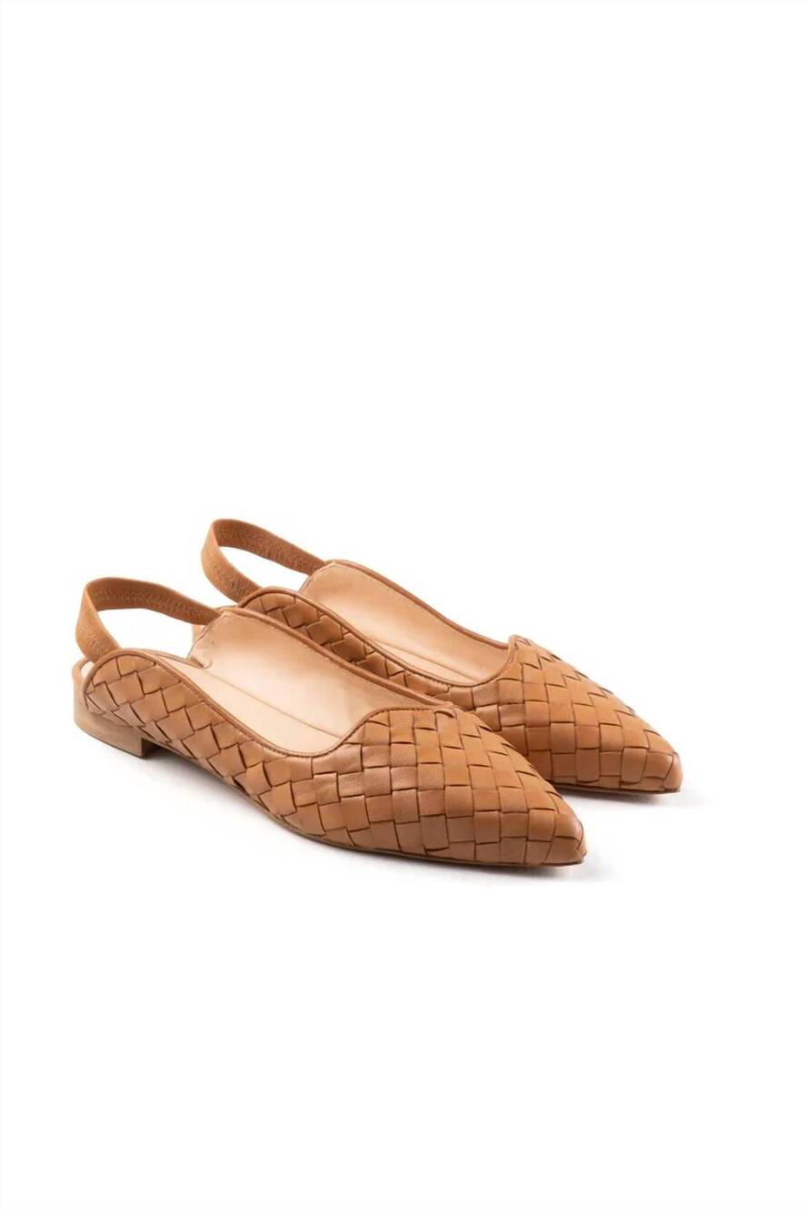 NEW MICHELE LOPRIORE women's ivette pointed toe flats in tan